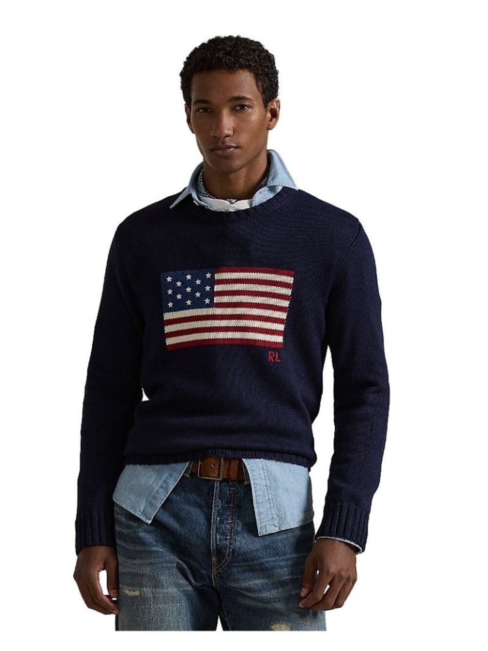 NWT Polo Ralph Lauren Cotton American Flag Regular Fit Crewneck Sweater Sz  XL - Picture 2 of 16